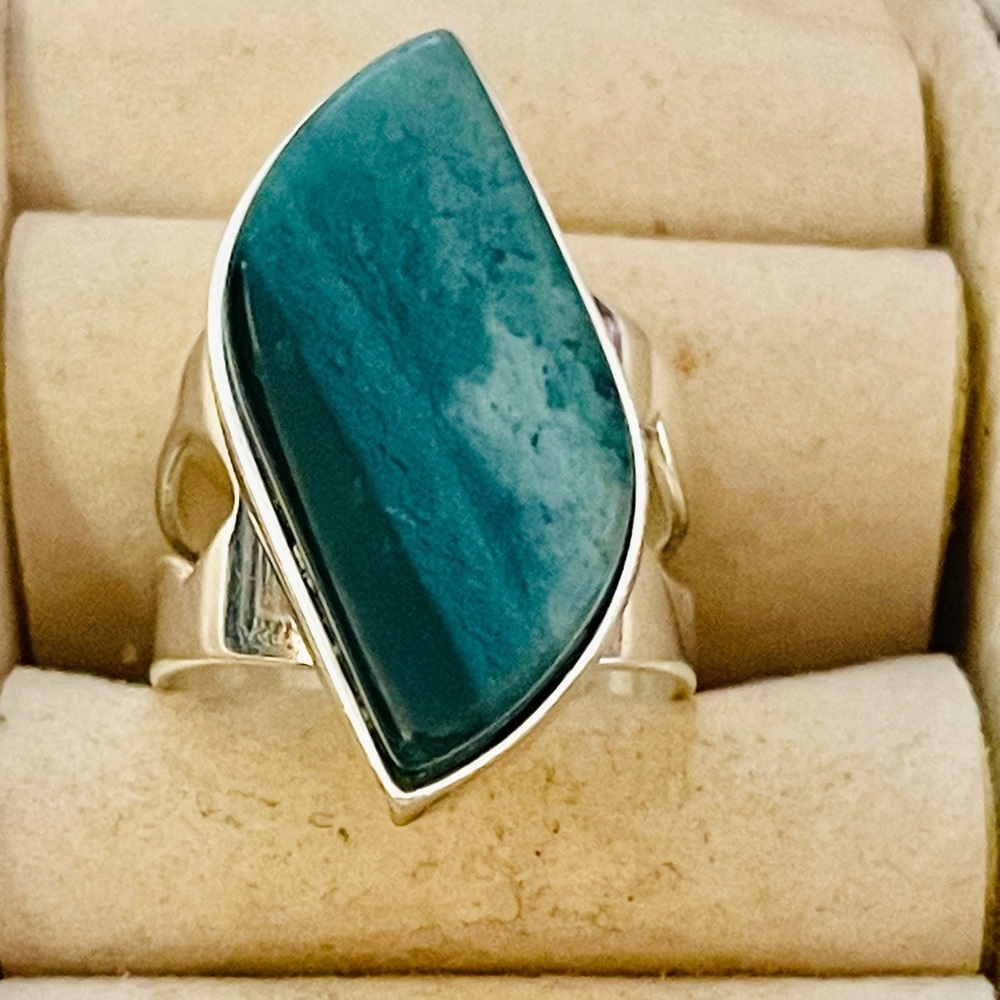 Jay King Mine Find DTR Sterling Silver Jasper Moss Agate Sz 7.5